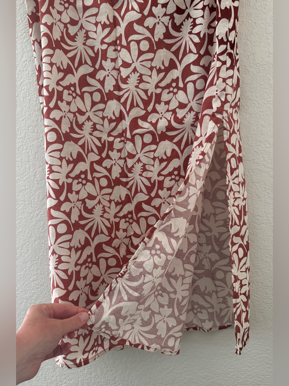 Marine Layer Ryan Floral Midi Slip Skirt Terracotta Ivory - Picture 3 of 13